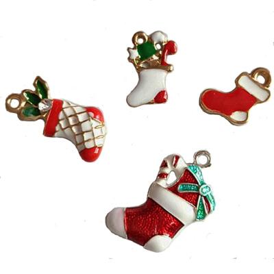 China Cute Fashion Christmas Red Socks Enamel Pendant Charm For Christmas Gift for sale