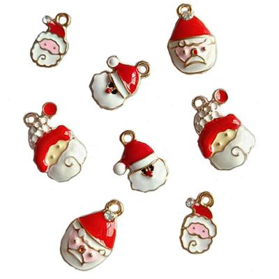 China Cute Cute Enamel Santa Claus Face Christmas Gift Pendant Charm for Jewelry Making for sale