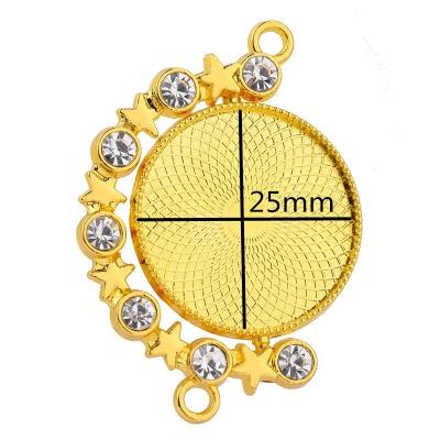 China DIY Hiphop Jewelry Making Arrangements Ramadan Crescent Moon Cameo Base For Necklace Bezel Circle Blank Tray Charm Pendant Crystal Cabochon for sale