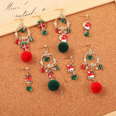 China New Style Christmas Series Charms Earring Romantic Santa Claus Reindeer Beads Star Hairball Earrings For Women Gift for sale