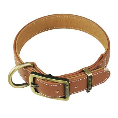 China Basic Classic Personalized Leather Collar Padded Leather Dog Collars With Metal Buckle for sale