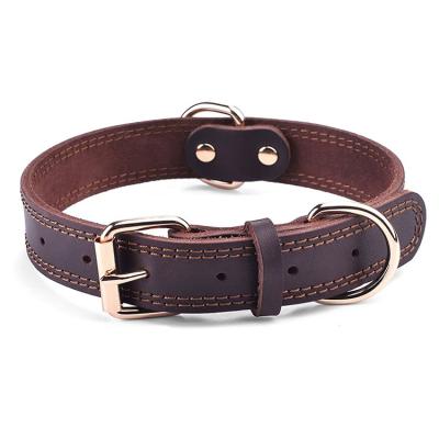 China Wholesale Personalized Adjustable Dog Collar Luxury Genuine Leather Dog Collar for sale