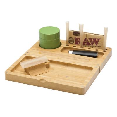 China Smoking Accessories Customize Trays Wooden Upside Down Tumble Storage Magnetic Bamboo Smoking Rolling Tray for sale