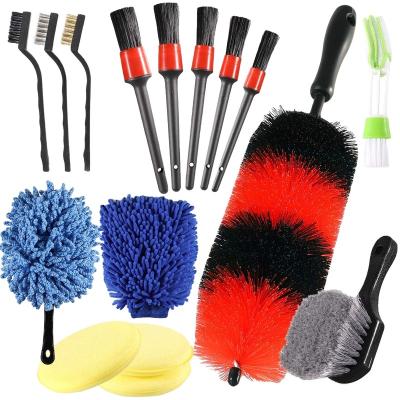 China No Detail 16 Piece Car Wheel Brush For Car Cleaning Long Soft Wheel Brush for sale