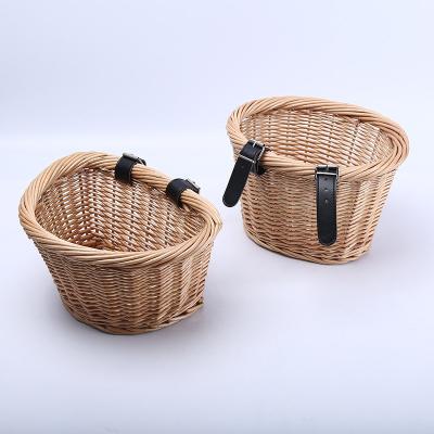 China China Supplier Wholesale Durable Handmade Front Wicker Basket For Bicycle Willow Bike Basket Customized for sale