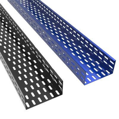 China Light Tunnel Projects Cable Tray System Hot Selling Black Color Powder Coating Perforated Cable Tray Factory Custom for sale