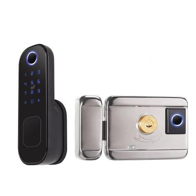 China Tuya Aluminum Smart Lock Outside Large Door Lock Wifi Remote Opening Stainless Steel for sale