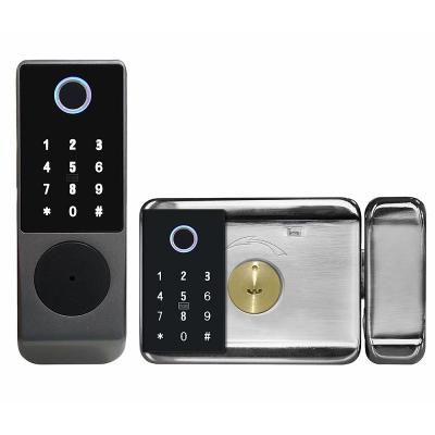 China Waterproof Double-Sided Door Lock Tuya Code Lock Fingerprint Door Smart Lock Anti-theft Iron Door < 100 for sale