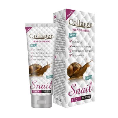 China Sain 100ml Snail Collagen DEEP CLEANSING Face Wash Whiten Anti Acne Moisturizing Exfoliating Deep Cleansing Facial Cleanser For Oily Skin for sale