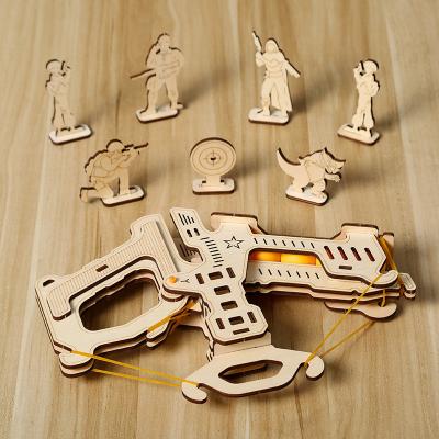 China Wholesale New Cartoon Toy Crossover 3D Crossbow 3D Crossbow Wooden Splicing Children's Handmade Safety Toys for sale