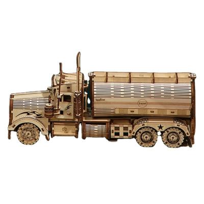 China 2023 New Cartoon Toy Tanker Piggy Bank DIY Truck 3D Wooden Stereo Puzzle Difficult Children's Toys for sale