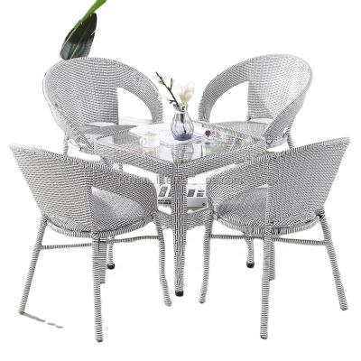 China Easy Carry Stackable Rattan Bistros Balcony Durable Wicker Dining Armchair Cane Rattan Chair Dining Chair Outdoor Dining for sale