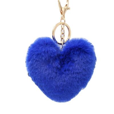 China Cute Heart Pom Pom Faux Rabbit Fur Llaveros Mujer Faux Rabbit Fur Keychain Key Chain for sale