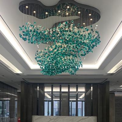 China Large Modern Custom Villa Restaurant Hotel Red Color Red Color Green Yellow Green Upset Large Crystal Chandelier Decorative Centerpiece for sale