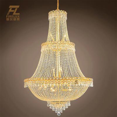 China Aisle Restaurant Chrome Modern Gold Hotel Lobby Wedding Elegant Large Size Custom Crystal Lampshades Wedding Pendant Lamp For Private Villa for sale