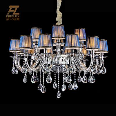 China European Customized Crystal Luxury High Ending Silver Imperial Project Style Modern Led Candle Chandelier Light For Villa Hotel for sale