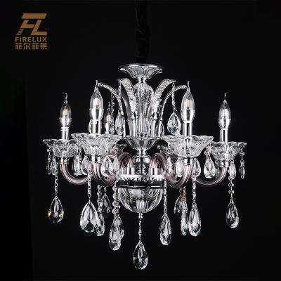 China European 6 8 10 15 18 Lights Customized Contemporary Elegant Crystal Luxury Glass Project Led Candle Chandelier Light For Villa Hotel for sale