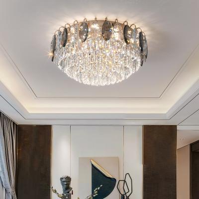 China Custom color k9 modern decoration gray clear crystal chrome and modern European contemporary style custom color dining hanging lights for sale