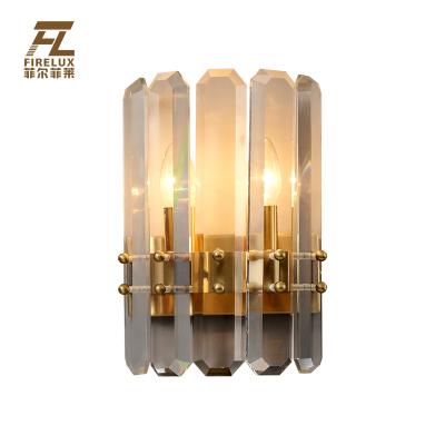 China Long Strip Copper Stock H65 European Wall Lamp Large Modern Luxurious Style Crystal Glass Brass Ready EUROPEAN Size k9 for sale