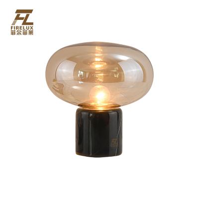 China European Modern Minimalist Bedroom Modern Copper Glass Lampshade Decorative Modern Taste Designer Mail Style Nordic Table Lamp for sale