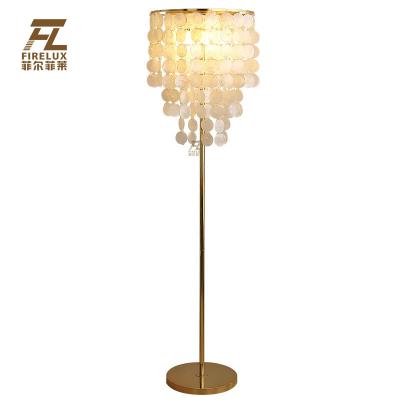 China Unique Warm and Romantic White Color Post Modern Farmhouse Sea Shell Floor Lamps for Bedrooms Dining Room for sale