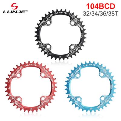 China 104BCD LUNJE Mountain Bike Chainwheel 32/34/36/38T Bicycle Parts MTB Bike Crankset for sale