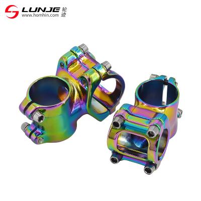 China LUNJE Aluminum Alloy Bicycle Stem 25.4mm/31.8*35mm Colorful Short Stem Mountain Bike XT-A135Colorful for sale