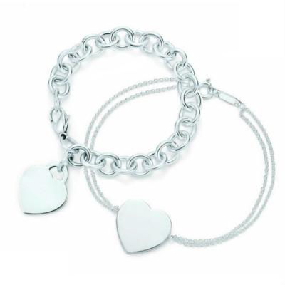 China CLASSIC 2021 100% 925 Sterling Silver Heart Shaped Women's World Jewelry 24 Lock Bracelet Elegant Silverware Assorted Gifts for sale