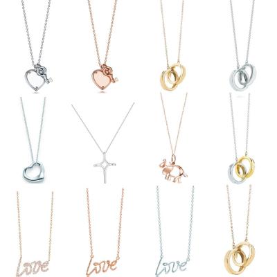 China Rose Gold White Gold Silver Jewelry Match Cross Pendant World Of Love And Key Charm Gift 100% 925 CLASSIC Fitted Tiff Jewelry for sale