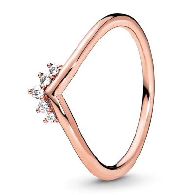 China 2019 New 100% 925 Sterling Silver Rose Gold Tiara Wishbone Ring Original Fashion Women's Gift Holiday Jewelry Set Factory Sales CLASSIC for sale