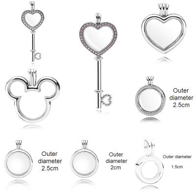 China NEW 2021 Newest METAL Valentine's Day 100% 925 Sterling Silver Pink Heart Shaped Big Head Floating Pendant For Women Fashion DIY Jewelry for sale