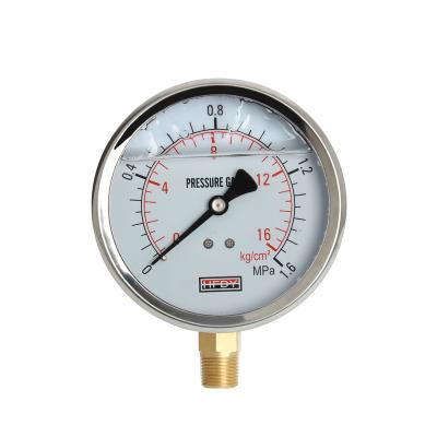 China Stainless Steel Case Accuracy 1.6% Liquid Filled Stainless Steel 2.5% Pressure Gauge for sale