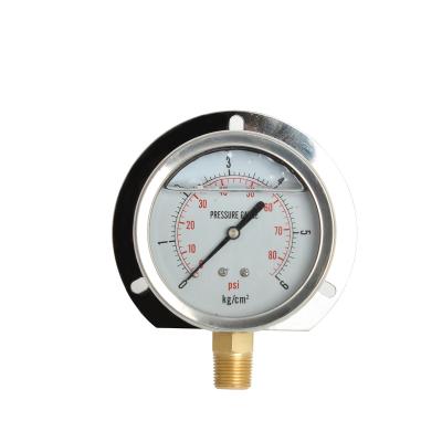 China Stainless Steel Brass Bourdon Tube Glycerin Filled Y-N Flange Pressure Gauge for sale