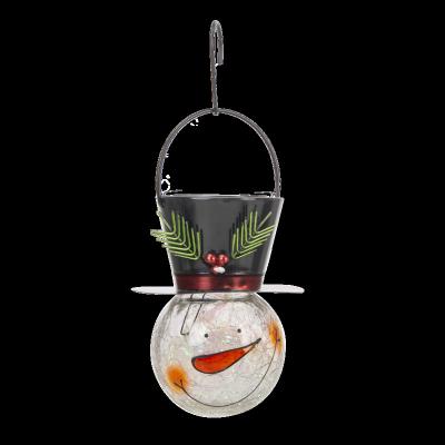 China European Style Solar Christmas Lantern, Outdoor Hanging Solar Crackle Glass Snowman Lantern Lights for Garden Patio Yard Decor for sale