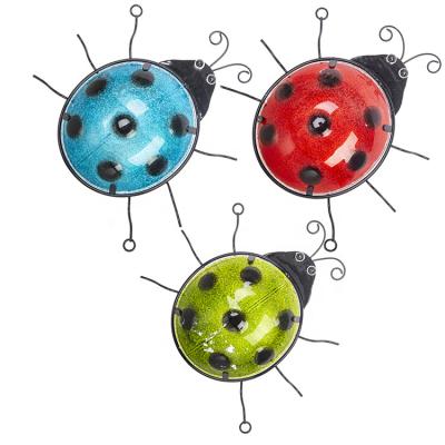 China Europe 3 Pack Garden Metal Ladybugs Wall Decor 3D Wall Hanging Art Outdoor Decorations for Garden, Patio, Fence, Bedroom for sale