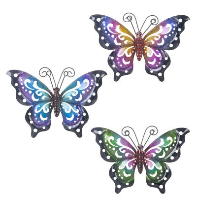 China Europe 3 Pack Metal Butterfly Wall Art Outdoor Decor Butterflies Spring Wall Sculpture Metal Wall Hanging Decorations For Garden Patio for sale