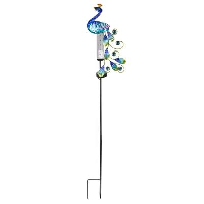 China Europe Outdoor Solar LED Peacock Rain Gauge Lights Garden Rain Gauge, Garden Peacock Decor the Yard, Lawn, Pathway, Patio for sale