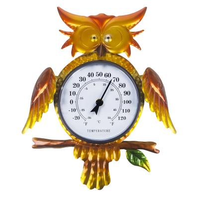 China Easy Operation Outdoor Thermometers for Patio, Indoor Outdoor Thermometer Decorative Wall Mount Owl Thermometer for Garden Decor for sale