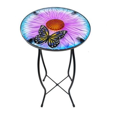 China Customized Outdoor Side Modern Small End Table-patio Table-Butterfly Tea Table Furniture Round Glass Side Table for sale