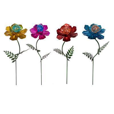 China Morden Decor of 4 Pack Ornamental Garden Stakes, Waterproof 12.9 Inch Metal Flower Outdoor Decor Metal Flower Sticks for Patio, Lawn for sale