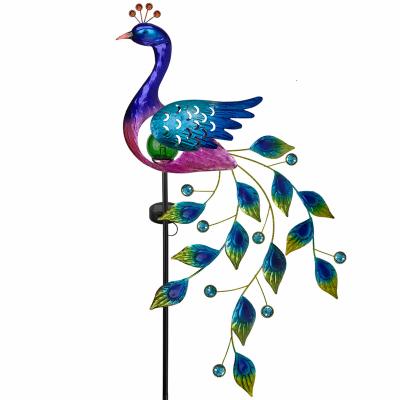 China Morden Metal Peacock Garden Solar Outdoor Decor Solar Path Light Stakes Waterproof Landscape Light for sale