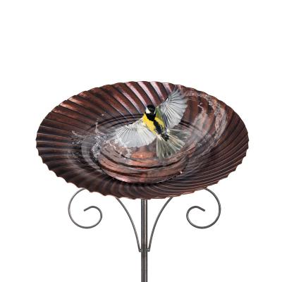 China Outdoor Decoration 37 Inch Antique Bronze Height Sun Face Bird Bath With Metal Stake For Outdoor Garden Decoration for sale