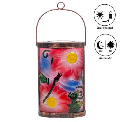 China Animal Solar Lantern Outdoor Waterproof Decorative Solar Lights Glass Hanging Table Lamp for Garden Yard Table Patio for sale