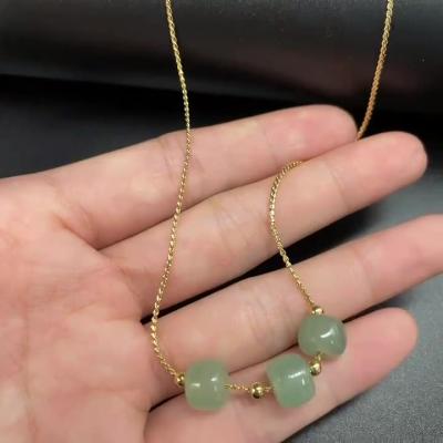 China DIY Fashional Beads New Style Small Stone Gold Green Snake Bead Necklace Stainless Steel Pendant Necklace Pendant For Women for sale