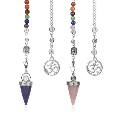 China DIY Fashional Bead Retro Healing Necklace Seven Chakra Crystal Amethyst Pendant Gemstone Necklace Hexagonal Stainless Steel Jewelry for sale