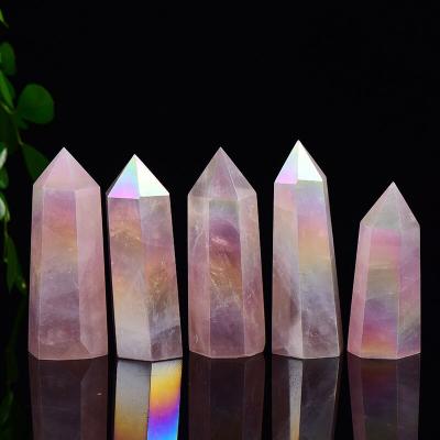 China China Healing Natural Colorful Crystal Hexagon Crystal Column Ornament For Home Decor One Headed Crafts for sale