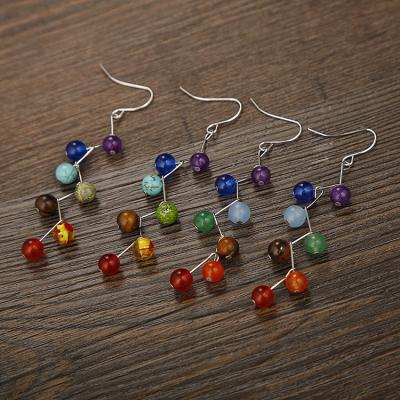 China DIY Fashional Beads Women Colorful Yoga Jewelry Dangle Earring Handmade Stone Agate Buddha Beaded Earrings for sale