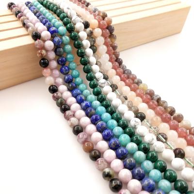 China DIY Fashional Beads Natural Sunstone Tourmaline Beads 4 Gemstone 6 8 10 12mm Colorful Round Beads For Jewelry Making Diy Bracelet Necklace for sale