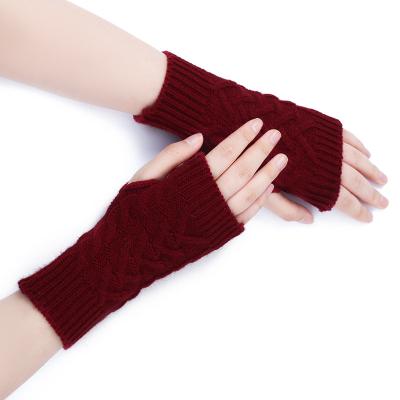 China New Breathable Winter Wrist Gloves Knitted Long Fingerless Hand Gloves Warmer Mittens For Women for sale