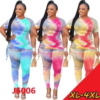 China Wholesale J6006 2021 Viable Plus Size Clothing Ladies Summer Casual Clothing Two Piece Sets for sale